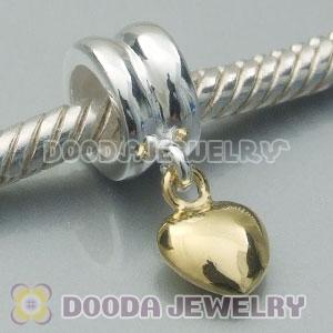Charm Jewelry 925 Silver Beads Dangle Gold Plated Heart