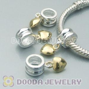 European Style 925 Silver Beads Dangle Gold Plated Heart