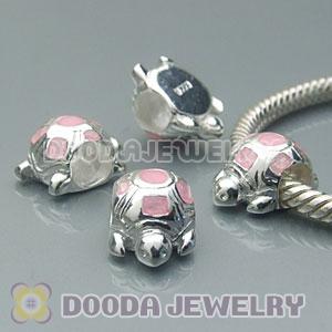925 Sterling Silver European Style Beads Enamel Pink Tortoise
