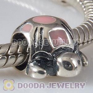 925 Sterling Silver Charm Jewelry Beads Enamel Pink Tortoise