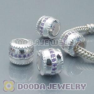 Solid Sterling Silver European Style Beads with Stone