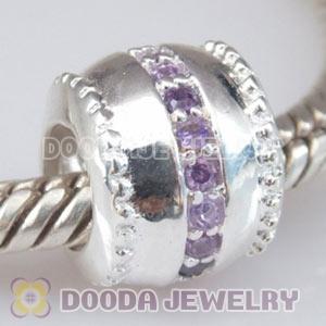 Solid Sterling Silver Charm Jewelry Beads with Stone