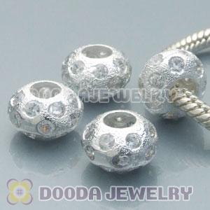 S925 Sterling Silver European Style Beads with White Stone