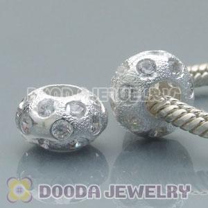 S925 Sterling Silver European Style Beads with White Stone