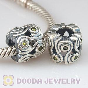 European Style Ocean Wave Greeen CZ Stone Charm Beads