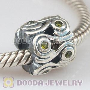 European Style Ocean Wave Greeen CZ Stone Charm Beads