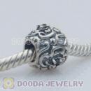 925 Sterling Silver Charm Jewelry Beads with three black Stone