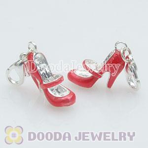 Wholesale Silver Plated Alloy Red high-heel shoe Charms