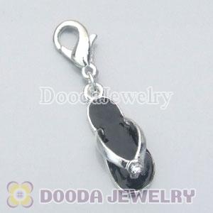 Wholesale Silver Plated Alloy Black Slipper Charms