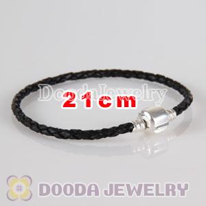 21cm Charm Jewelry Single Black Leather Bracelet