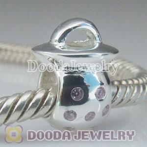 925 Solid Silver Charm Jewelry Beads with Stone