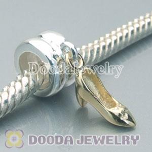 Solid Sterling Silver Jewelry Beads Dangle Gold Plated Shoe