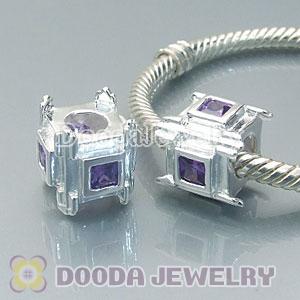 Solid Sterling Silver Charm Jewelry Beads with Stone