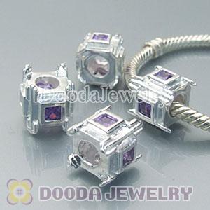 Solid Sterling Silver European Style Beads with Stone