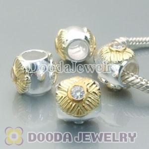 Gold Plated and European Style Silver Beads with Stone