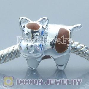 925 Solid Silver Charm Jewelry Beads Enamel milch cow