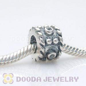 Solid Sterling Silver Charm Jewelry Beads with Stone