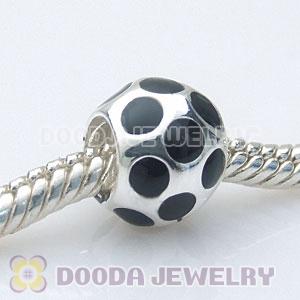925 Solid Silver Charm Jewelry Beads Enamel Football