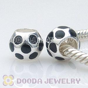 925 Solid Silver European Style Beads Enamel Football