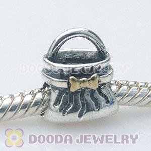 Gold Plated bowknot Charm Jewelry 925 Silver Handbag Beads
