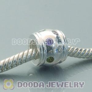 Solid Sterling Silver Charm Jewelry Beads with Stone