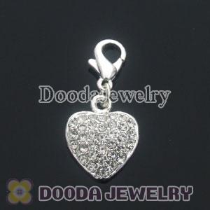 Wholesale Silver Plated Alloy Love Charms with Stone