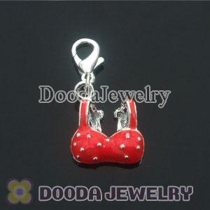 Wholesale Silver Plated Alloy Red Bra Charms