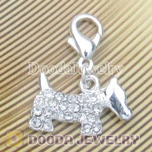Wholesale Silver Plated Alloy Dog Charms with Stone
