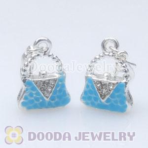 Wholesale Silver Plated Alloy Blue Handbag Charms
