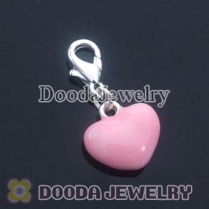 Wholesale Silver Plated Alloy Pink Love Charms