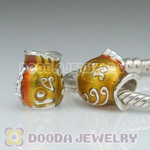 925 Sterling Silver European Style Charm Beads Enamel goldfish