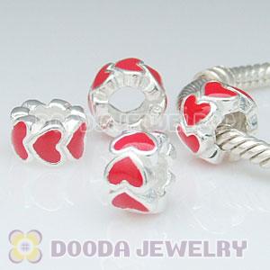 925 Sterling Silver European Style Beads Enamel hearts