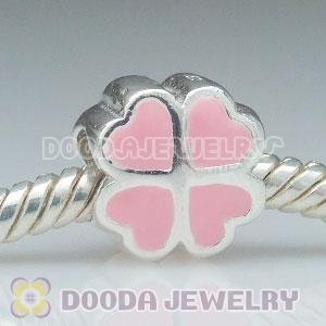 925 Sterling Silver Charm Jewelry Beads Enamel Green four-leaf clover