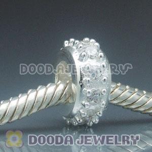 925 Solid Silver European Style Spacer Beads with Stone