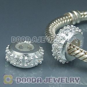 925 Solid Silver European Style Spacer Beads with Stone
