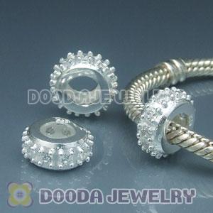 925 Solid Silver European Style Spacer Beads with Stone