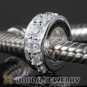 925 Solid Silver Charm Jewelry Spacer Beads with Stone
