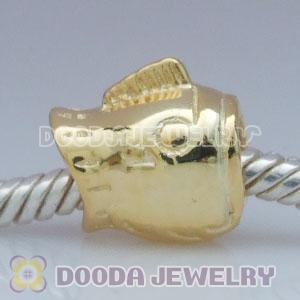 Gold Plated European Style Silver Fish Beads