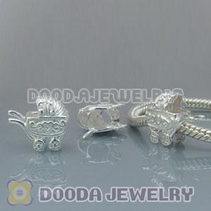 Solid Sterling Silver European Style baby carriage Beads and Charms