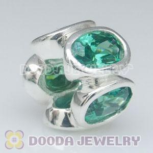 S925 Sterling Silver European Style Beads with Green Stone