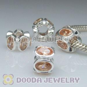 S925 Sterling Silver European Style Beads with Champagne Stone