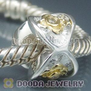 Gold Plated Flower Charm Jewelry S925 Silver Beads with Stone