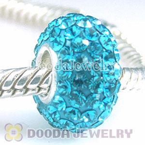 Jewelry silver beads with 90 crystal rhinestones blue Austrian crystal Jewelry beads