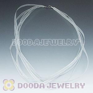 42cm Charm Jewelry White Silk Necklace with sterling silver clasp