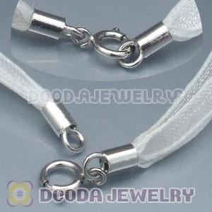 42cm European Style White Silk Necklace with sterling silver clasp