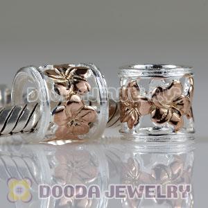 Rose Gold Plated Flower Charm European Style Silver Beads