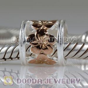 Rose Gold Plated Flower Charm European Style Silver Beads