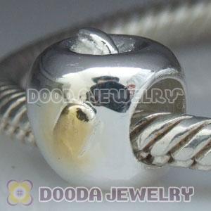 Gold Plated Lworm Charm Jewelry 925 Silver Apple Beads