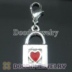 Wholesale Silver Plated Alloy Lock Charms with Heart