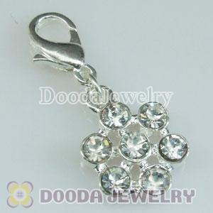 Wholesale Silver Plated Alloy Flower Charms with Stone